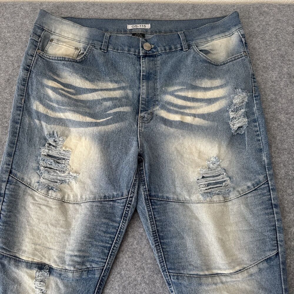 GS-115 Mens High Rise Skinny Distressed Stretch Blue Jeans Size 42 - Picture 2 of 14